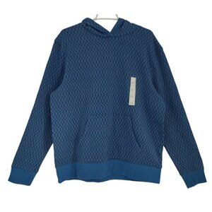 Goodfellow & Co. Blue & Black Check Long Sleeve Hooded Sweatshirt, Size L. NWT